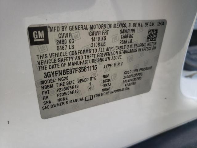 3GYFNBE37FS581115 - 2015 CADILLAC SRX LUXURY WHITE photo 10