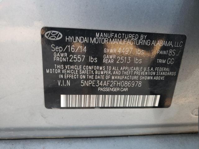 5NPE34AF2FH086978 - 2015 HYUNDAI SONATA SPO SILVER photo 10