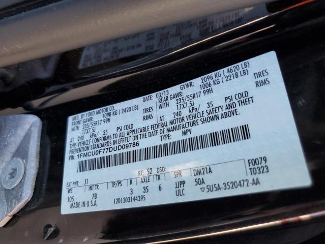 1FMCU0F77DUD09786 - 2013 FORD ESCAPE S BLACK photo 10