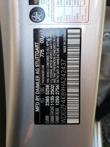 WDDZF4KB9HA242437 - 2017 MERCEDES-BENZ E 300 4MAT SILVER photo 10