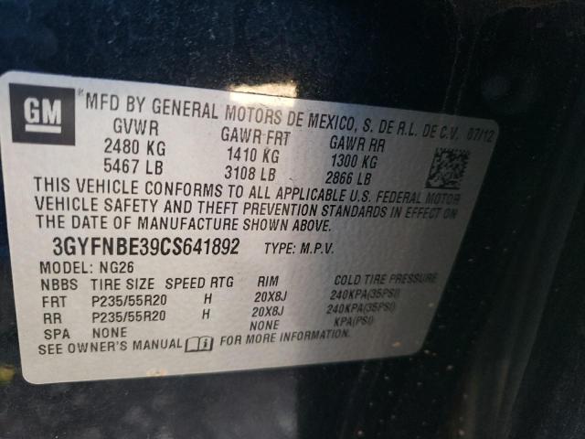 3GYFNBE39CS641892 - 2012 CADILLAC SRX PERFOR 黑色 照片 10