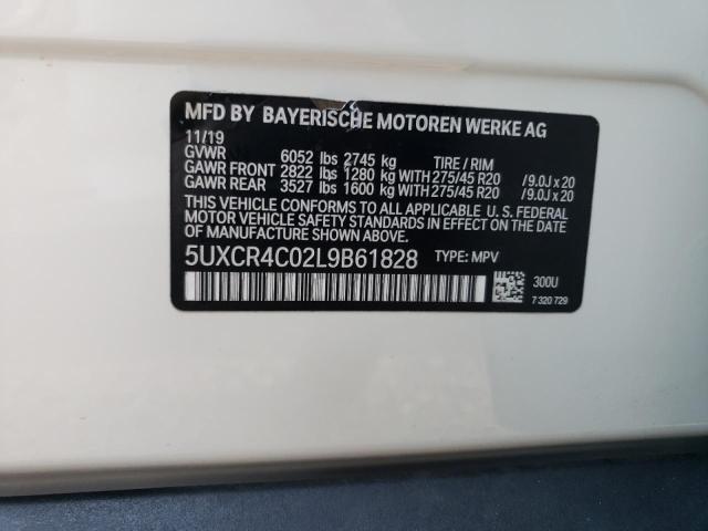 5UXCR4C02L9B61828 - 2020 BMW X5 SDRIVE WHITE photo 10