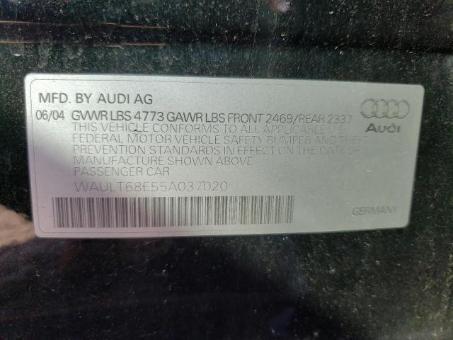 WAULT68E55A037020 - 2005 AUDI A4 3.0 QUA BLACK photo 10