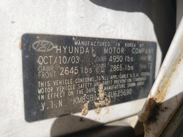 KM8SB12B54U625690 - 2002 HYUNDAI SANTA FE WHITE photo 10