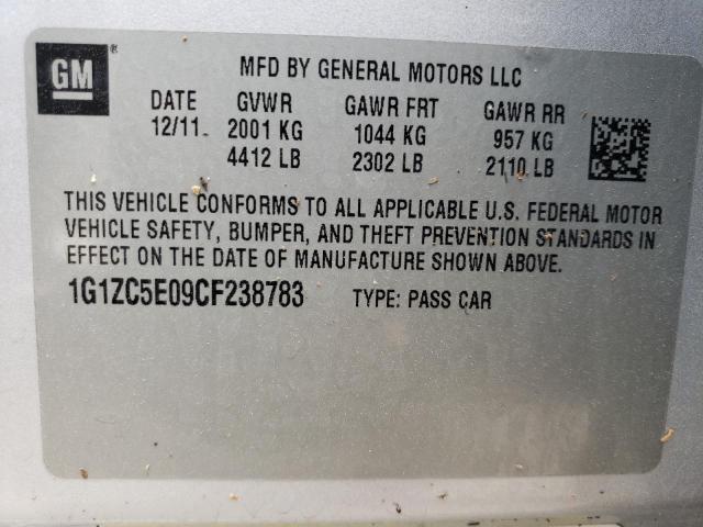 1G1ZC5E09CF238783 - 2012 CHEVROLET MALIBU 1LT 灰色 照片 10