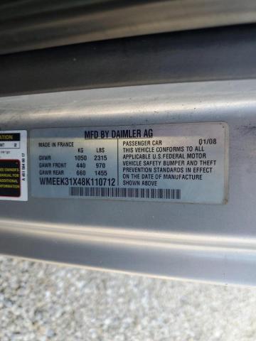 WMEEK31X48K110712 - 2008 SMART FORTWO PAS თეთრი ფოტო 10