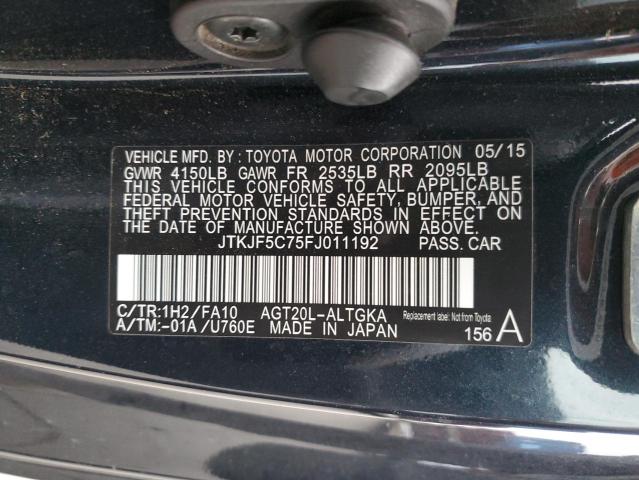 JTKJF5C75FJ011192 - 2015 TOYOTA SCION TC BLACK photo 10