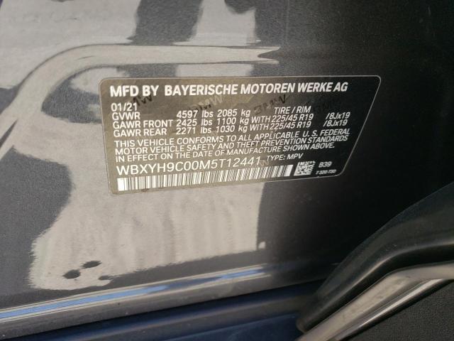 WBXYH9C00M5T12441 - 2021 BMW X2 SDRIVE2 GRAY photo 10