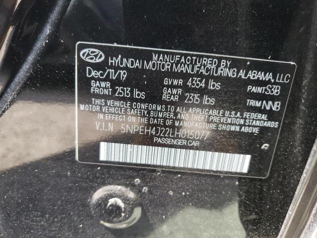 5NPEH4J22LH015077 - 2020 HYUNDAI SONATA LIM BLACK photo 10