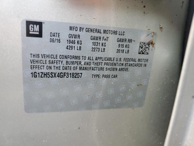 1G1ZH5SX4GF318257 - 2016 CHEVROLET MALIBU PRE 米色 照片 10