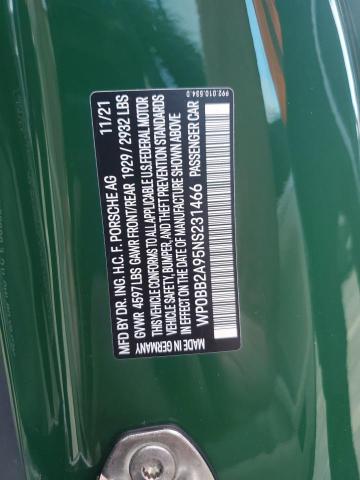 WP0BB2A95NS231466 - 2022 PORSCHE 911 TARGA GREEN photo 10