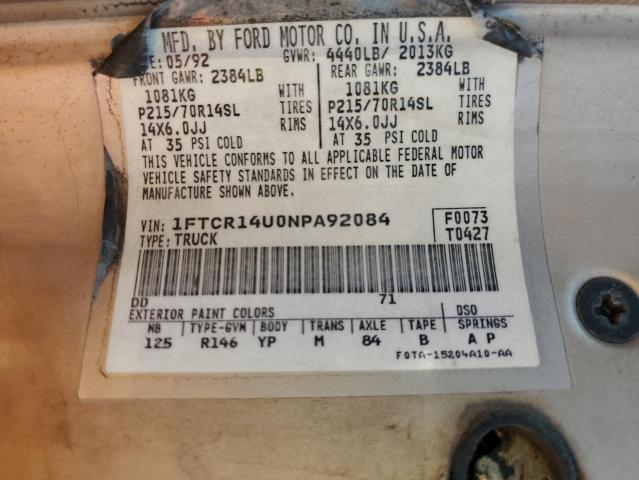 1FTCR14U0NPA92084 - 1992 FORD RANGER SUP TAN photo 10