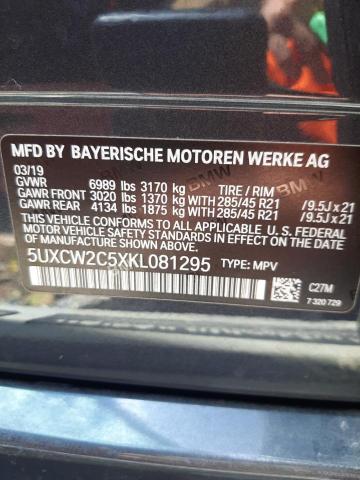 5UXCW2C5XKL081295 - 2019 BMW X7 XDRIVE4 BLACK photo 10