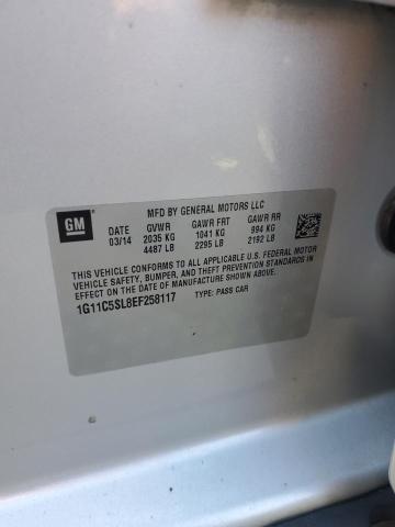 1G11C5SL8EF258117 - 2014 CHEVROLET MALIBU 1LT 银色 照片 10