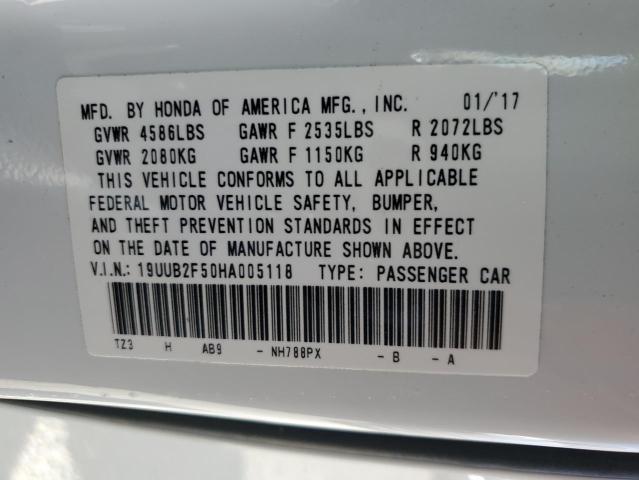 19UUB2F50HA005118 - 2017 ACURA TLX TECH WHITE photo 10