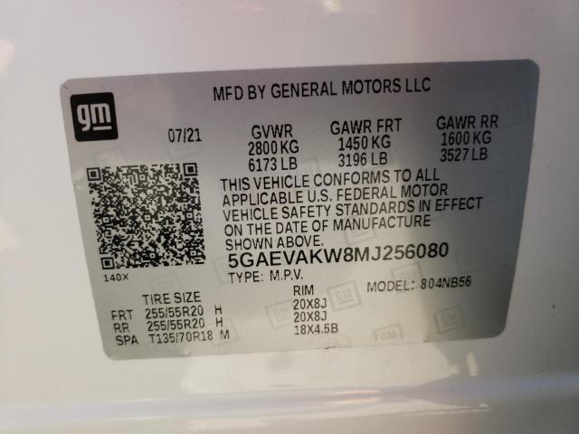 5GAEVAKW8MJ256080 - 2021 BUICK ENCLAVE ES WHITE photo 10