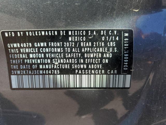 3VW2K7AJ3EM404785 - 2014 VOLKSWAGEN JETTA BASE 灰色 照片 10
