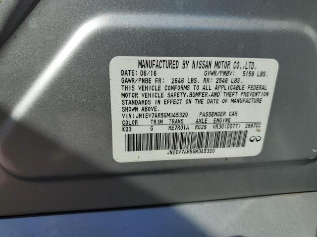 JN1EV7AR5GM345320 - 2016 INFINITI Q50 PREMIU SILVER photo 10