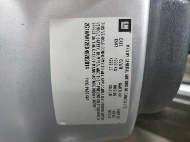 2G1WW12EX49282014 - 2004 CHEVROLET MONTE CARL 银色 照片 10