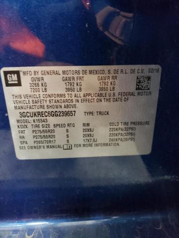 3GCUKREC6GG239657 - 2016 CHEVROLET 1500 BLUE photo 10