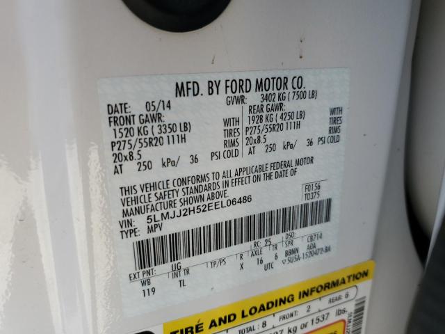 5LMJJ2H52EEL06486 - 2014 LINCOLN NAVIGATOR 白色 照片 10