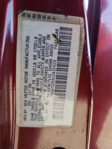 1Y1SK5283XZ415429 - 1999 CHEVROLET GEO PRIZM ბურგუნდია ფოტო 10