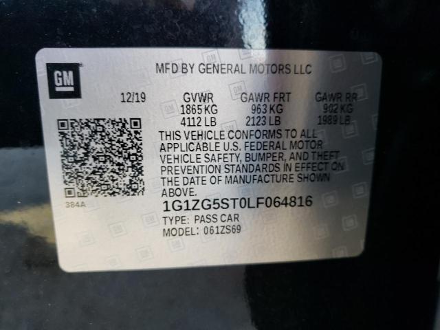 1G1ZG5ST0LF064816 - 2020 CHEVROLET MALIBU RS Blau Foto 10