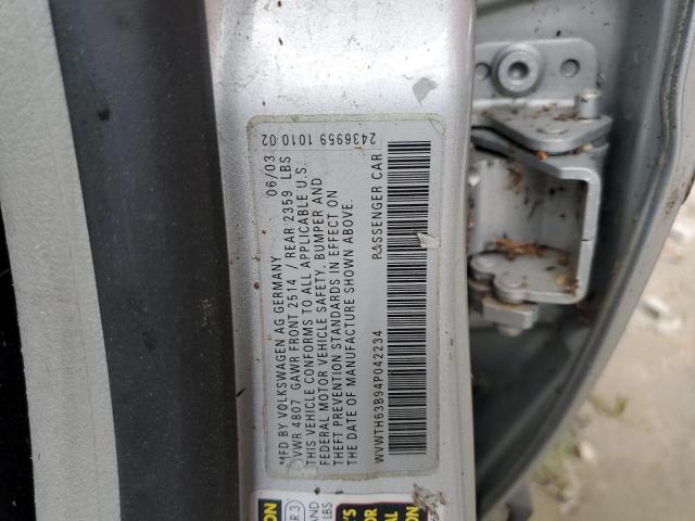 WVWTH63B94P042234 - 2004 VOLKSWAGEN PASSAT GLX Gümüş foto 10