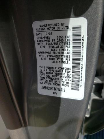 JN8DR09X13W714412 - 2003 NISSAN PATHFINDER 米色 照片 10