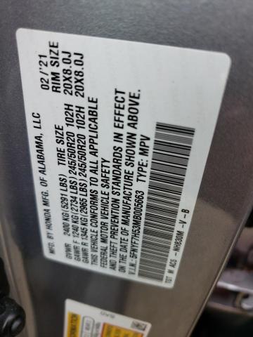 5FNYF7H53MB005663 - 2021 HONDA PASSPORT E SILVER photo 10