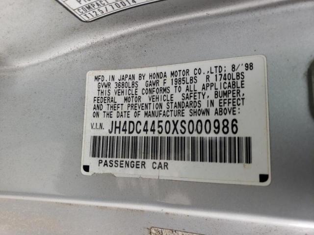 JH4DC4450XS000986 - 1999 ACURA INTEGRA LS SILVER photo 10