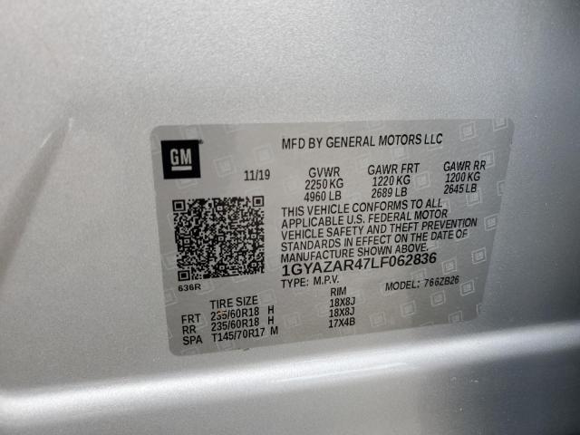 1GYAZAR47LF062836 - 2020 CADILLAC XT4 LUXURY SILVER photo 10