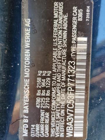 WBA3V7C53FP771323 - 2015 BMW 428 I SULE ლურჯი ფოტო 10