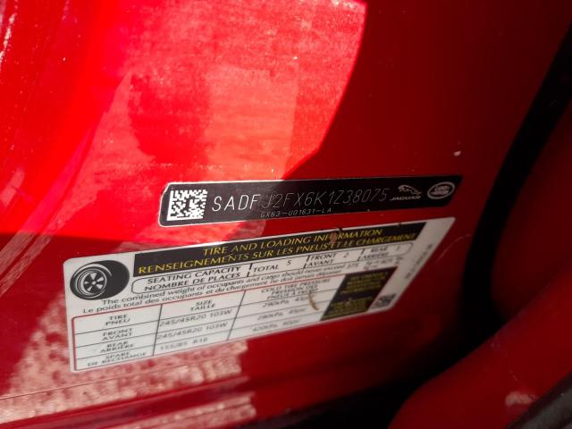 SADFJ2FX6K1Z38075 - 2019 JAGUAR E-PACE S RED photo 10