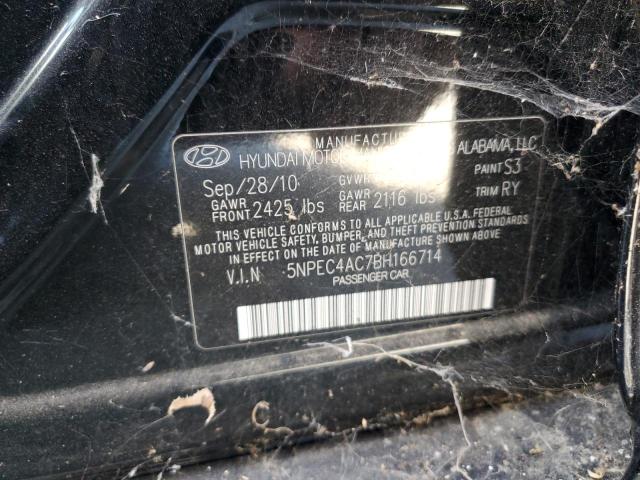 5NPEC4AC7BH166714 - 2011 HYUNDAI SONATA BLACK photo 10