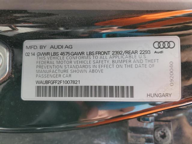 WAUBFGFF2F1007821 - 2015 AUDI S3 PREMIUM BLACK photo 10