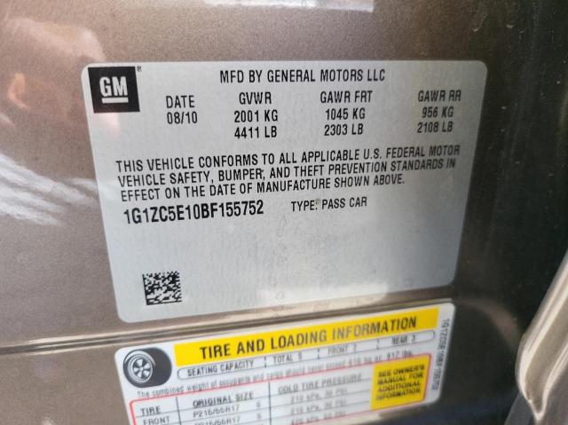 1G1ZC5E10BF155752 - 2011 CHEVROLET MALIBU 1LT 棕色 照片 10