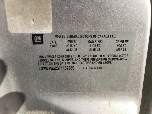 2G2WP552371182289 - 2007 PONTIAC GRAND PRIX Күміс фото 10