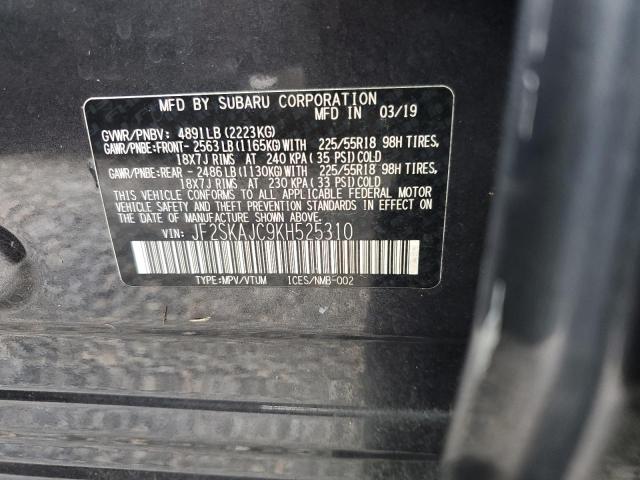 JF2SKAJC9KH525310 - 2019 SUBARU FORESTER S GRAY photo 10