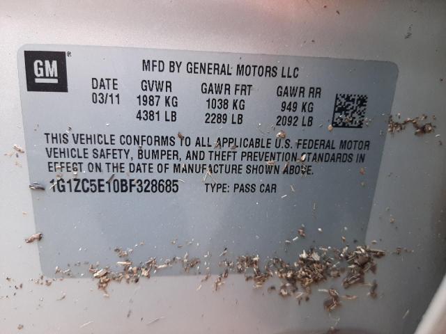 1G1ZC5E10BF328685 - 2011 CHEVROLET MALIBU 1LT ოქროსფერი ფოტო 10