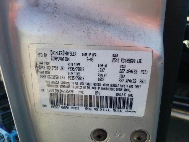 1J4GL38K34W125228 - 2004 JEEP LIBERTY RE 银色 照片 10