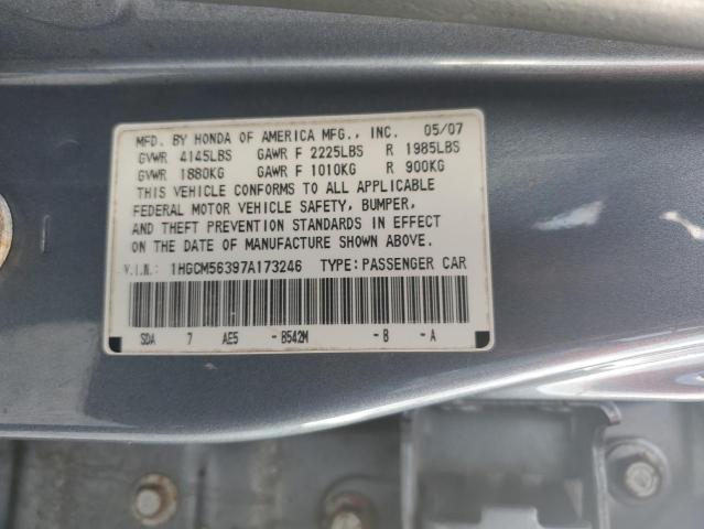 1HGCM56397A173246 - 2007 HONDA ACCORD SE BLUE photo 10