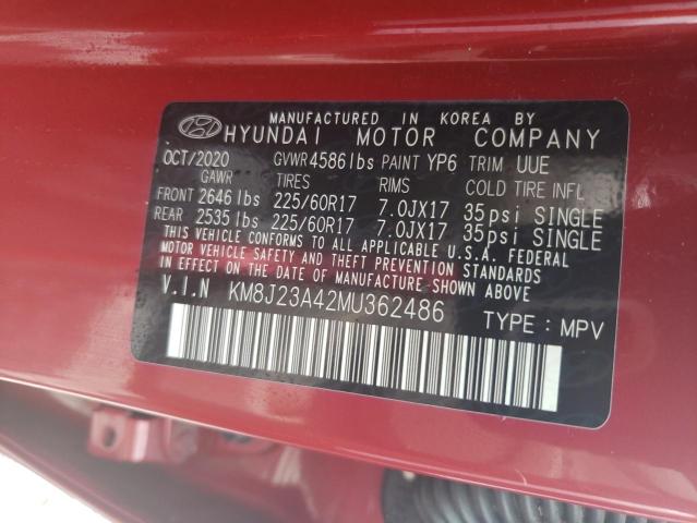 KM8J23A42MU362486 - 2021 HYUNDAI TUCSON SE RED photo 10