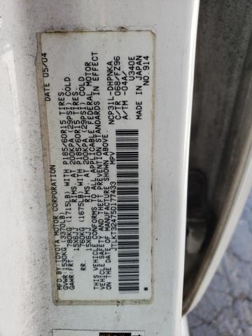 JTLKT324750177433 - 2005 TOYOTA SCION XB Weiß Foto 10