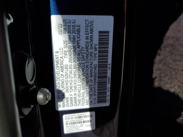 5FNYF7H54NB001462 - 2022 HONDA PASSPORT E 蓝色 照片 10