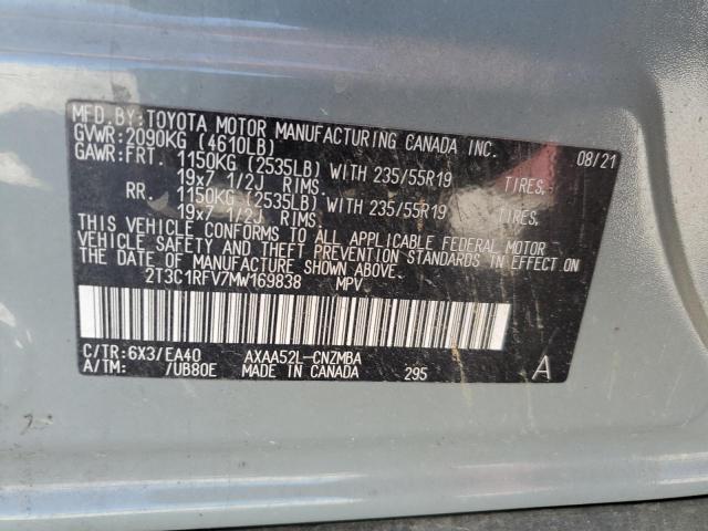 2T3C1RFV7MW169838 - 2021 TOYOTA RAV4 XLE P GRAY photo 10