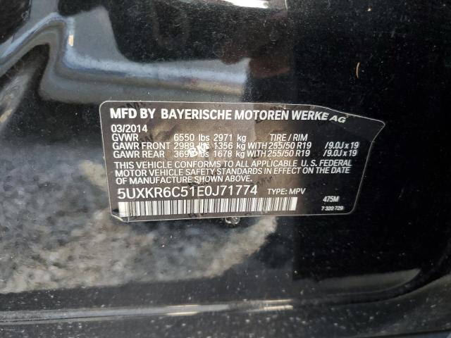 5UXKR6C51E0J71774 - 2014 BMW X5 XDRIVE5 BLACK photo 10