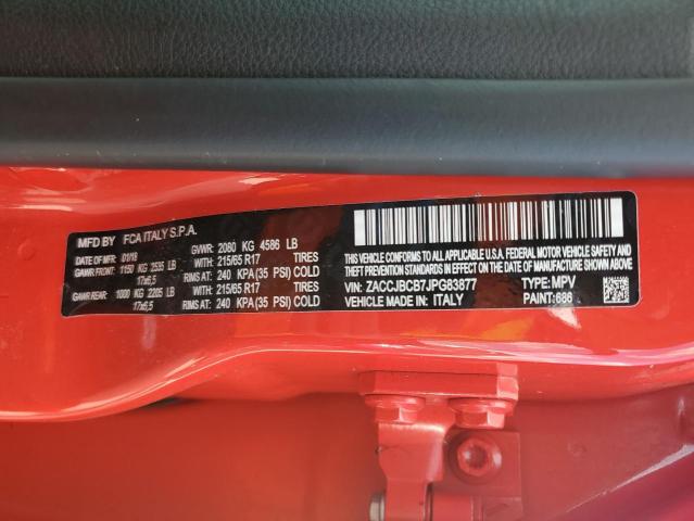 ZACCJBCB7JPG83877 - 2018 JEEP RENEGADE T RED photo 10