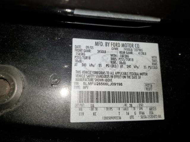 5LMFU28566LJ09198 - 2006 LINCOLN NAVIGATOR შავი ფოტო 10
