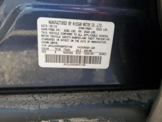 JN1AJ0HR5AM757199 - 2010 INFINITI EX35 BASE BLACK photo 10